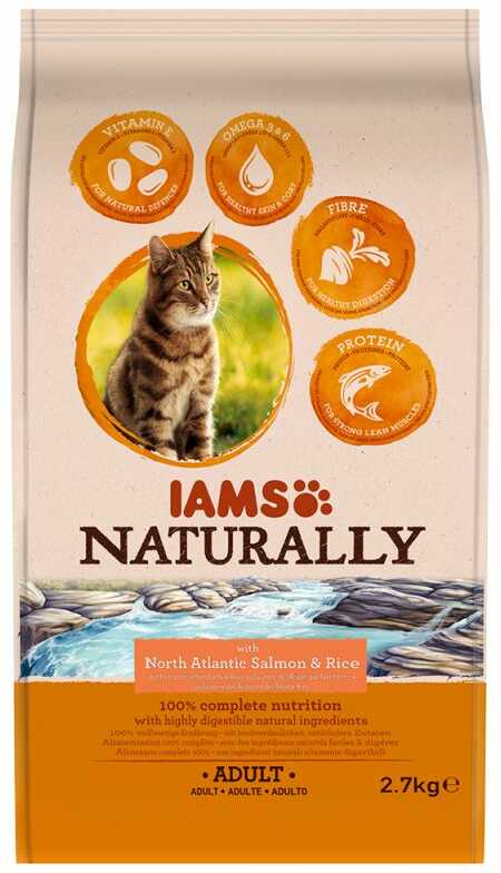 IAMS Naturally Cat Adult, Łosoś - 2,7 Kg