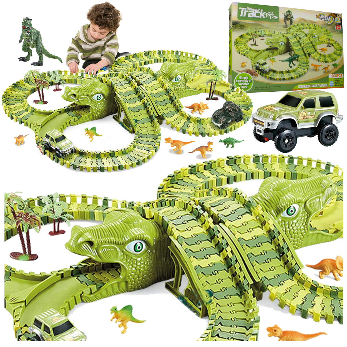 Mega Tor Wyścigowy Xxxl Dinozaur Dino Park 200 El.