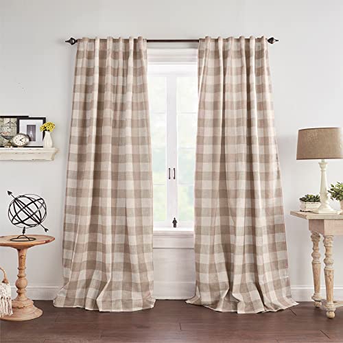 Elrene Home Fashions Grainger Buffalo zasłona zaciemniająca w kratkę, 132 cm x 95 cm (1, len