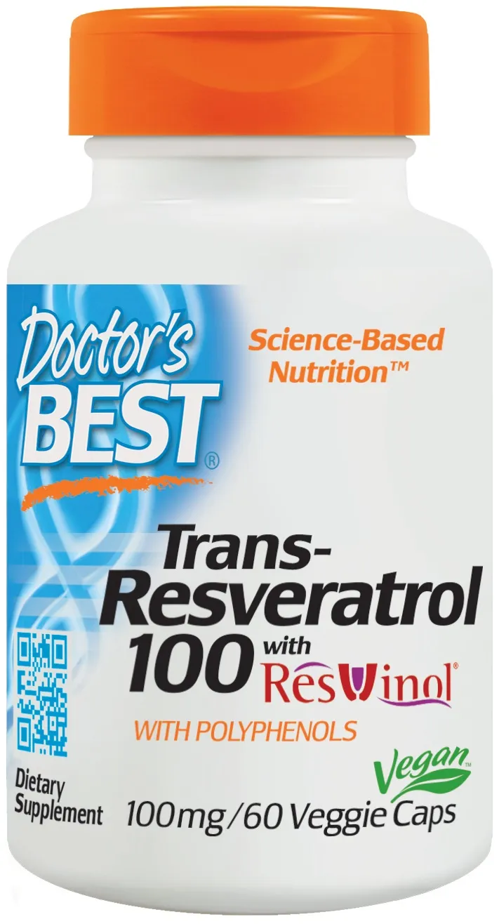 Doctor's Best - Trans-Resveratrol + ResVinol-25, 100mg, 60 vkaps