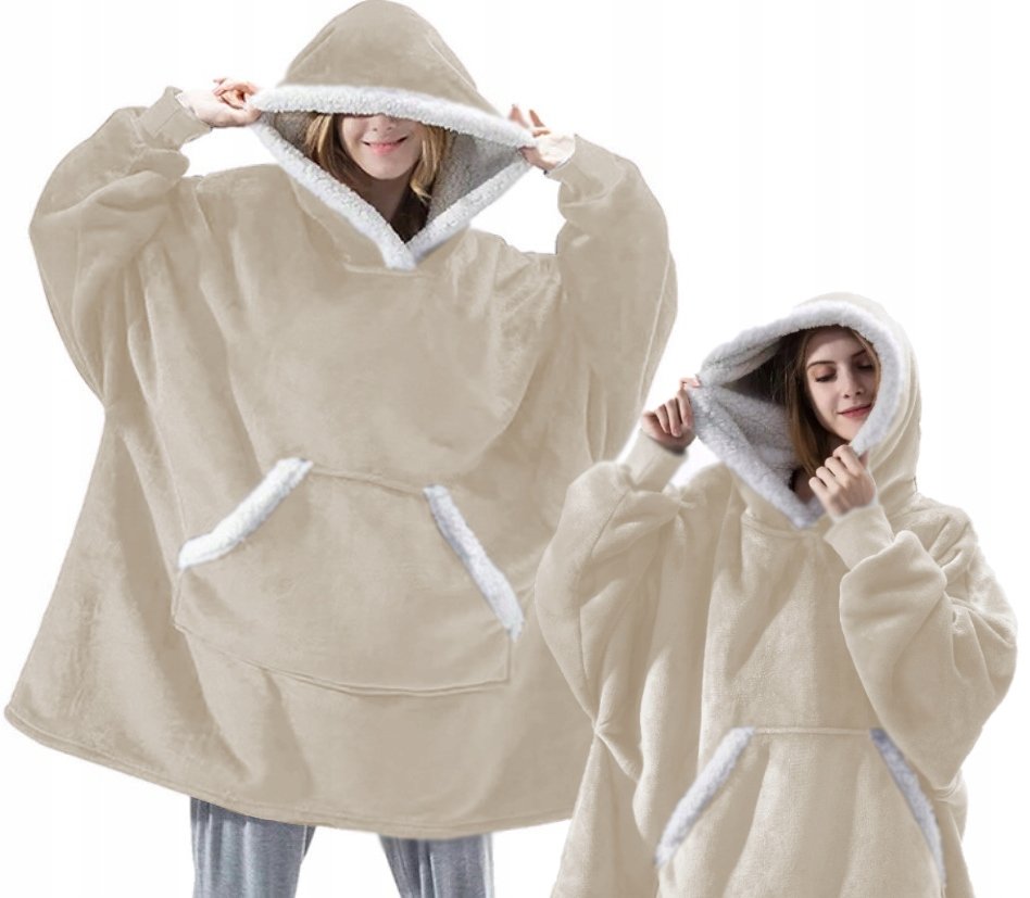 Ciepły Koc Z Rękawami Oversize Futrzak 2W1 Gruby Xxl [74Kk]