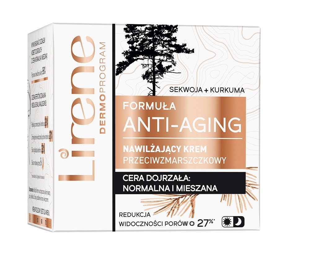 Lirene FORMUŁA ANTI-AGING - Nawilżający krem przeciwzmarszczkowy do twarzy z sekwoją i kurkumą - 50 ml