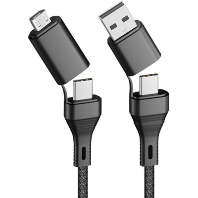 Forever Kabel USB/USB Typ-C - USB Typ-C/Micro USB Core 1.2 m Czarny