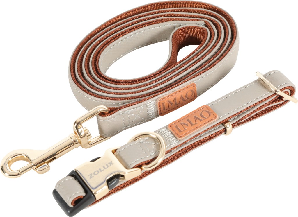 ZOLUX IMAO MAYFAIR 25mm x 1,2m, elegancka smycz dla psa, szara