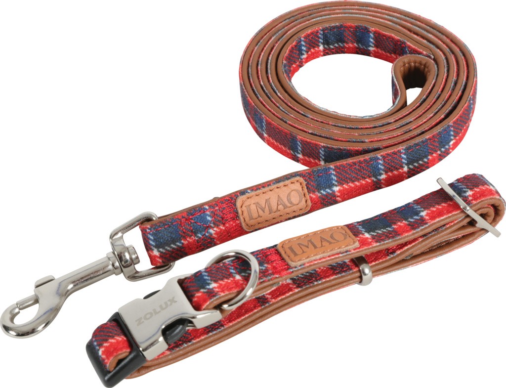 Zolux Imao Scott 15mm x 1,2m, smycz dla psa w szkocką kratę, granatowy