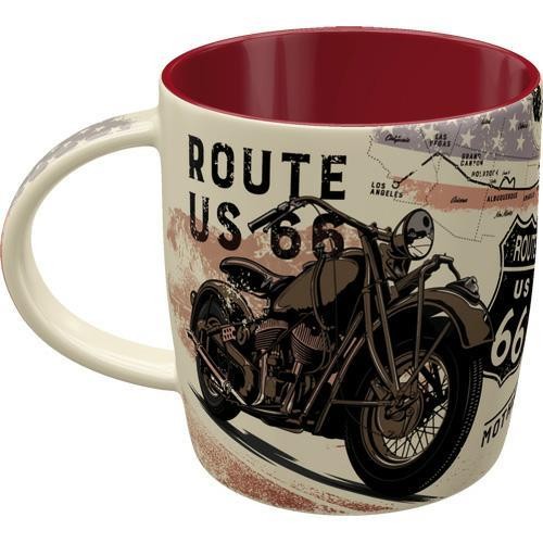 Retro Kubek Ceramiczny Route 66 Bike Map 340 ml
