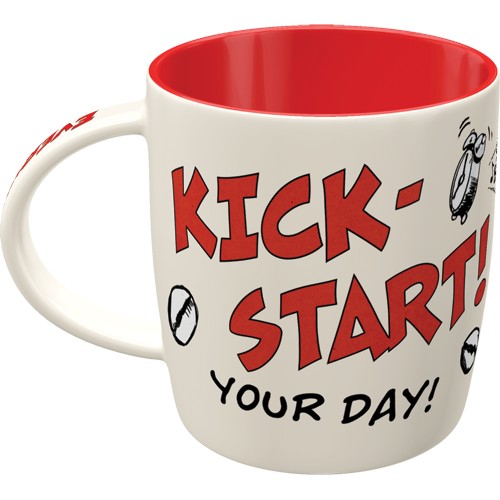 Retro Kubek Ceramiczny MOTOmania Kick Start Your Day 340 ml