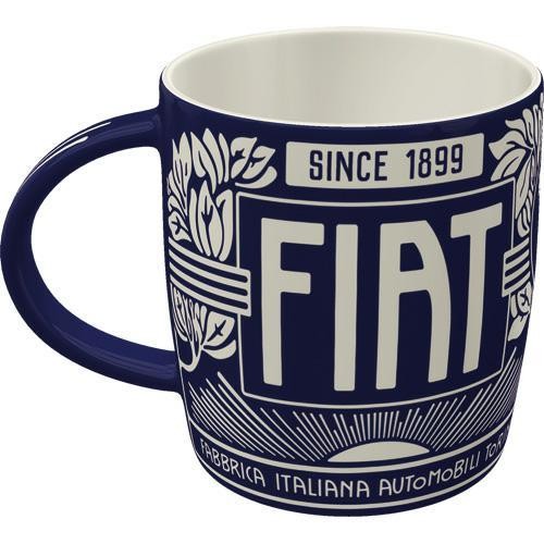 Retro Kubek Ceramiczny Fiat Since 1899 Logo Blue 340 ml