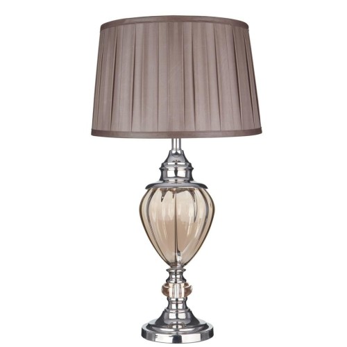 Searchlight Lampa stołowa Greyson z kloszem tekstylnym brązowa