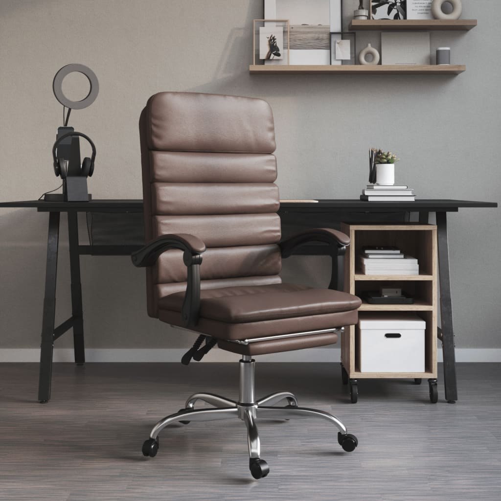 Lumarko Rozkładane, masujące krzesło biurowe, brązowe, sztuczna skóra