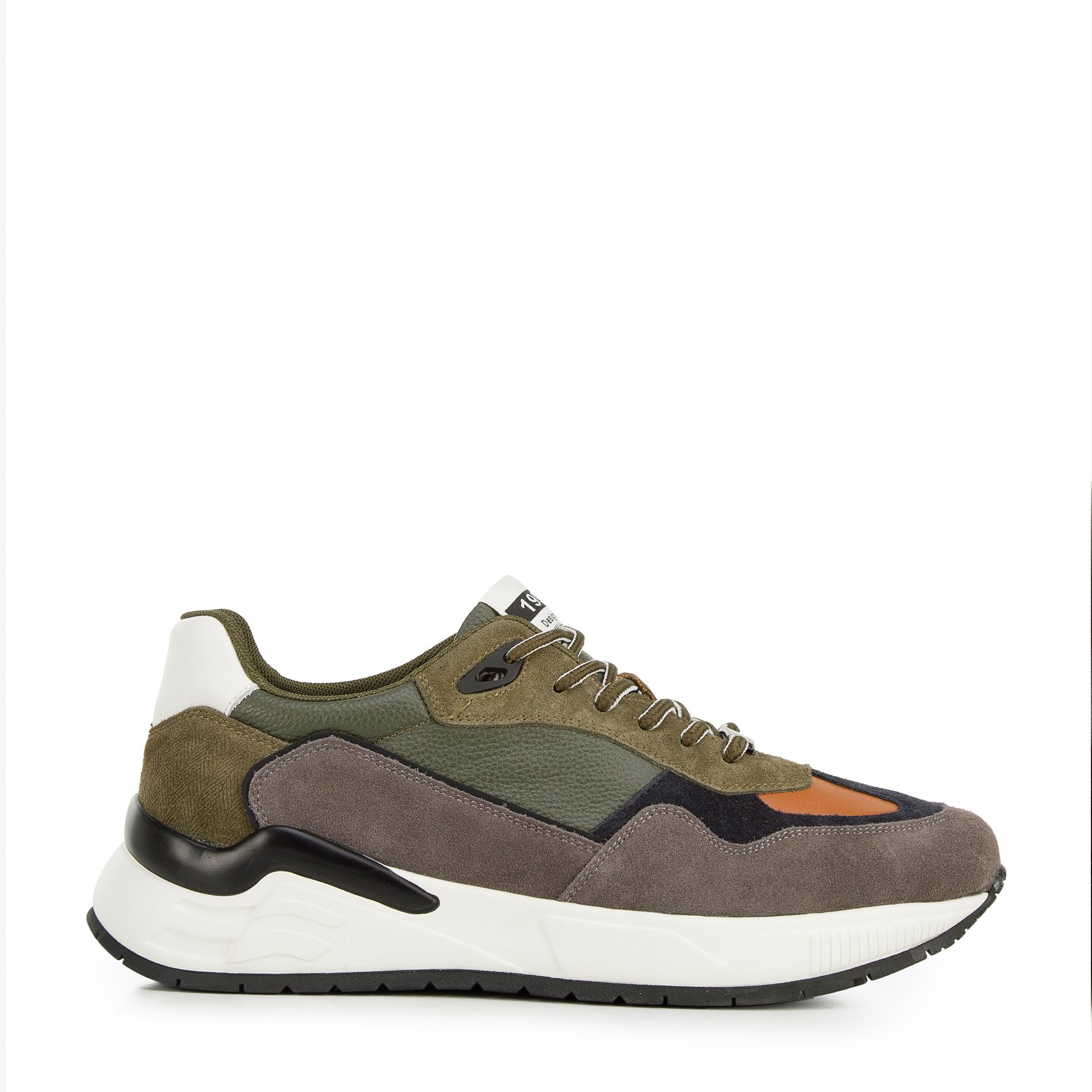 Męskie sneakersy skórzane z motywem w jodełkę