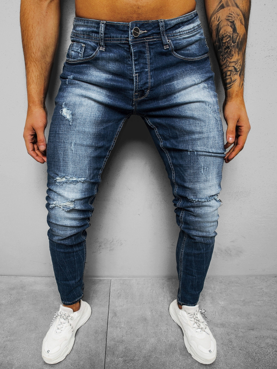 Spodnie jeansowe męskie niebieskie OZONEE NB/MP0002B - Ozonee