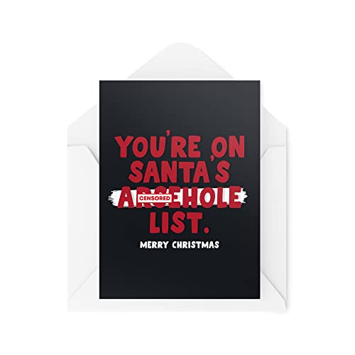Śmieszne nowości kartki świąteczne | You're On Santa's Bad List | Prezent świąteczny Boże Narodzenie | Zabawne przekomarzanie się | CBH1375