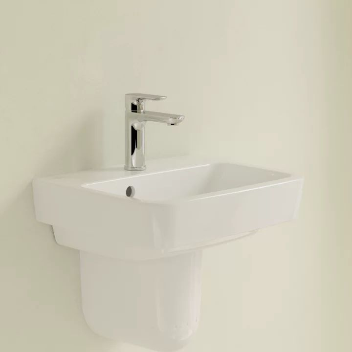 Villeroy & Boch O.novo Umywalka wisząca mała 45x37 cm z otworem na baterię z przelewem z powłoką CeramicPlus weiss alpin 434445R1