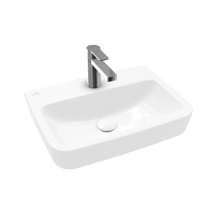 Villeroy & Boch O.novo Umywalka wisząca mała 50x37 cm z otworem na baterię bez przelewu z powłoką CeramicPlus i AntiBac weiss alpin 434451T2