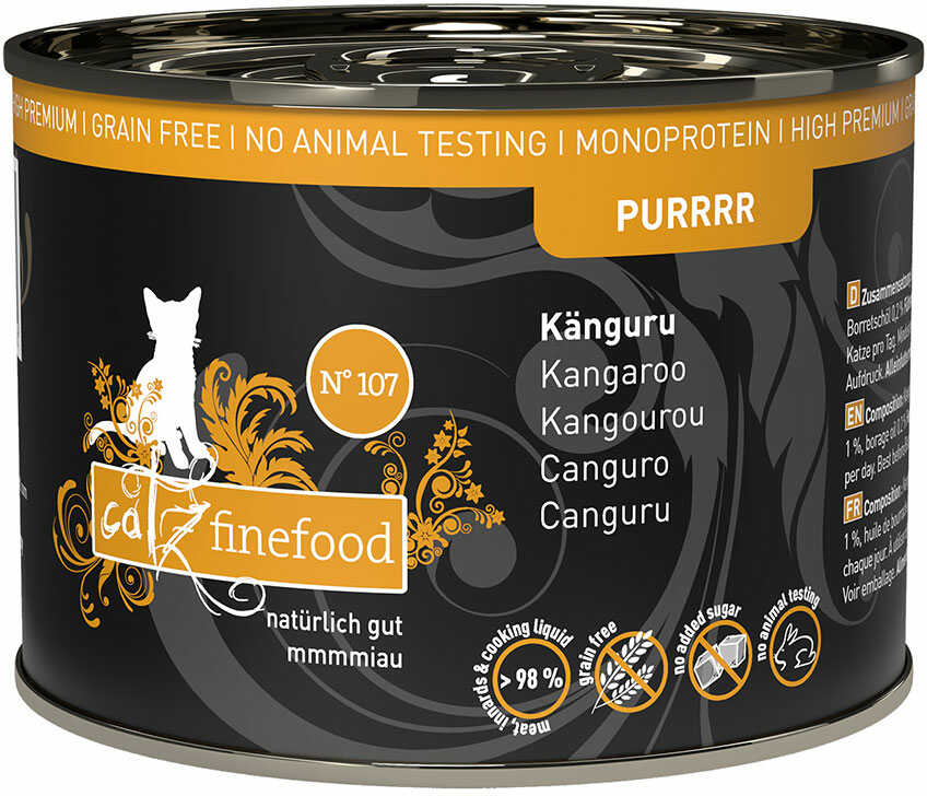 Catz Finefood Purrrr w puszkach, 6 x 200 g / 190 g - No. 107, kangur (6 x 200 g)