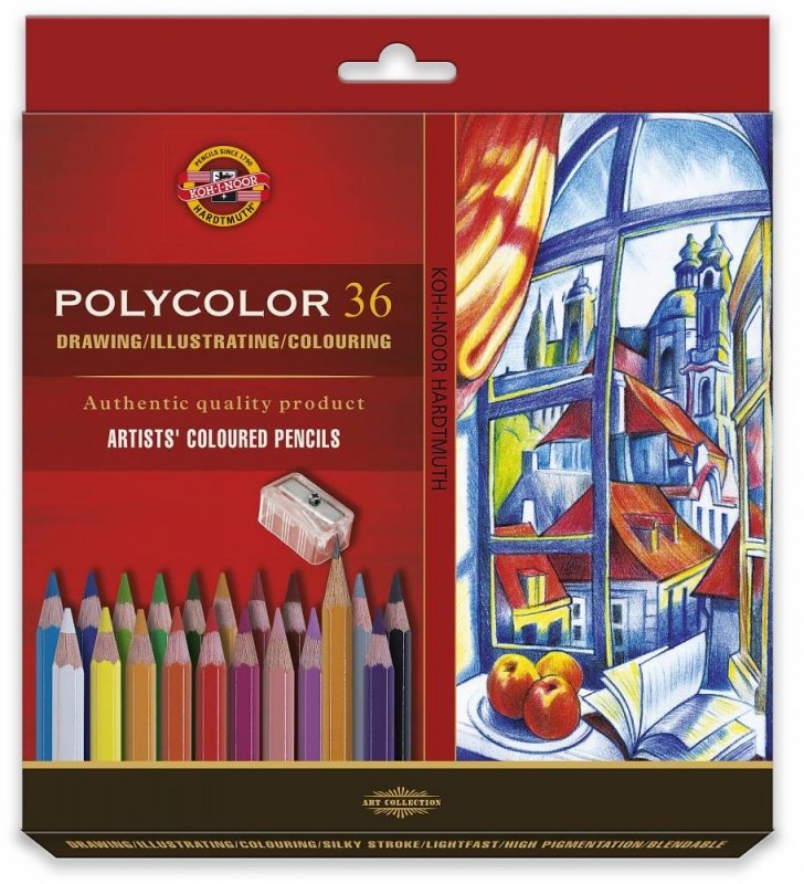 Koh-I-Noor Kredki Ołówkowe POLYCOLOR 36 kolory + strugawka