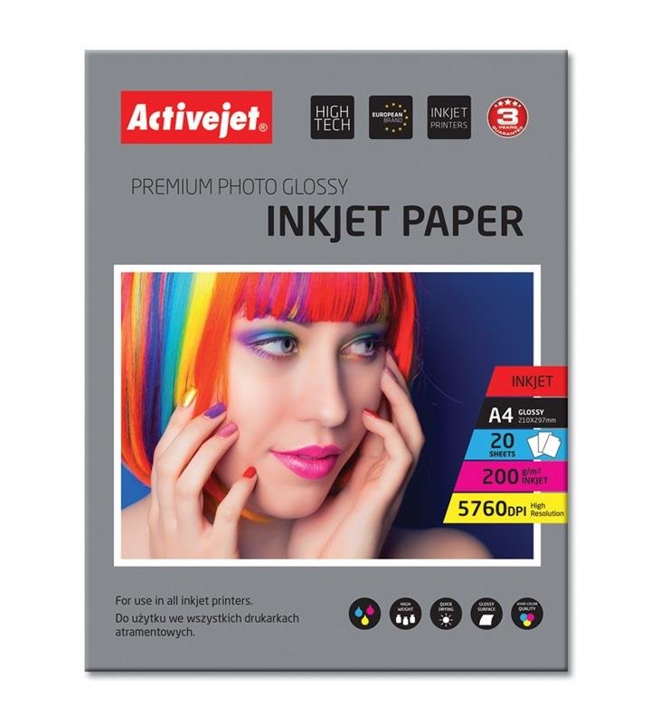 ActiveJet AP4-200G20 papier fotograficzny błyszczący A4 20szt 200g (24G)