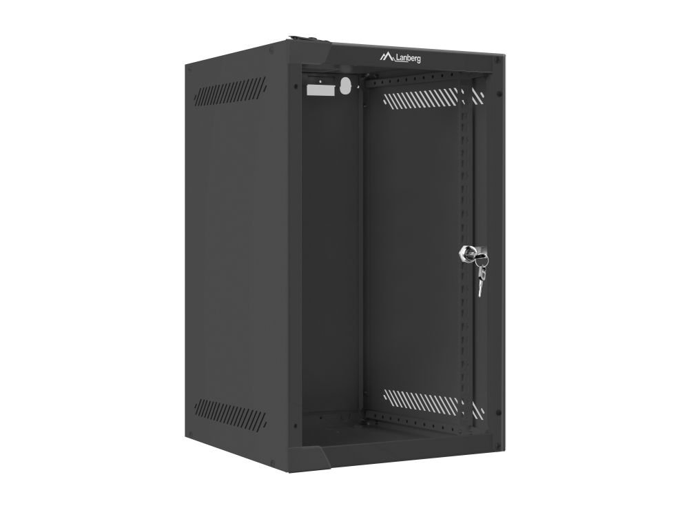 Szafa instalacyjna RACK wisząca 10'' 9U 280x310 drzwi szklane Lanberg (flat pack) - czarna