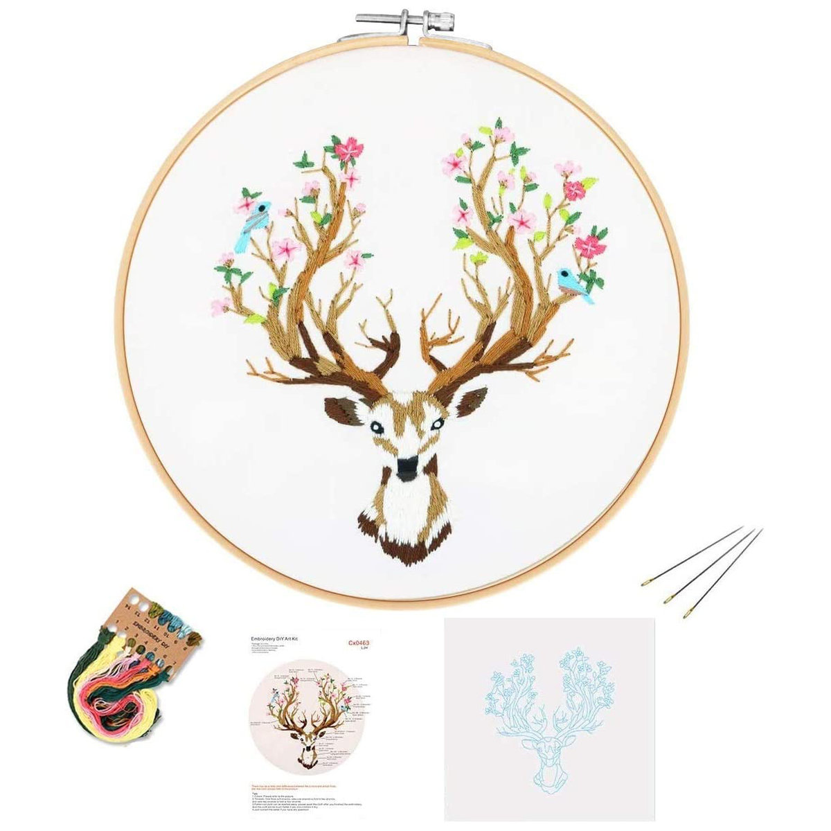 Zestaw Do Haftowania Wyszywania Haftu Gotowy Wzór #5 Tamborek Muliny Igły Płótno Do Haftowania