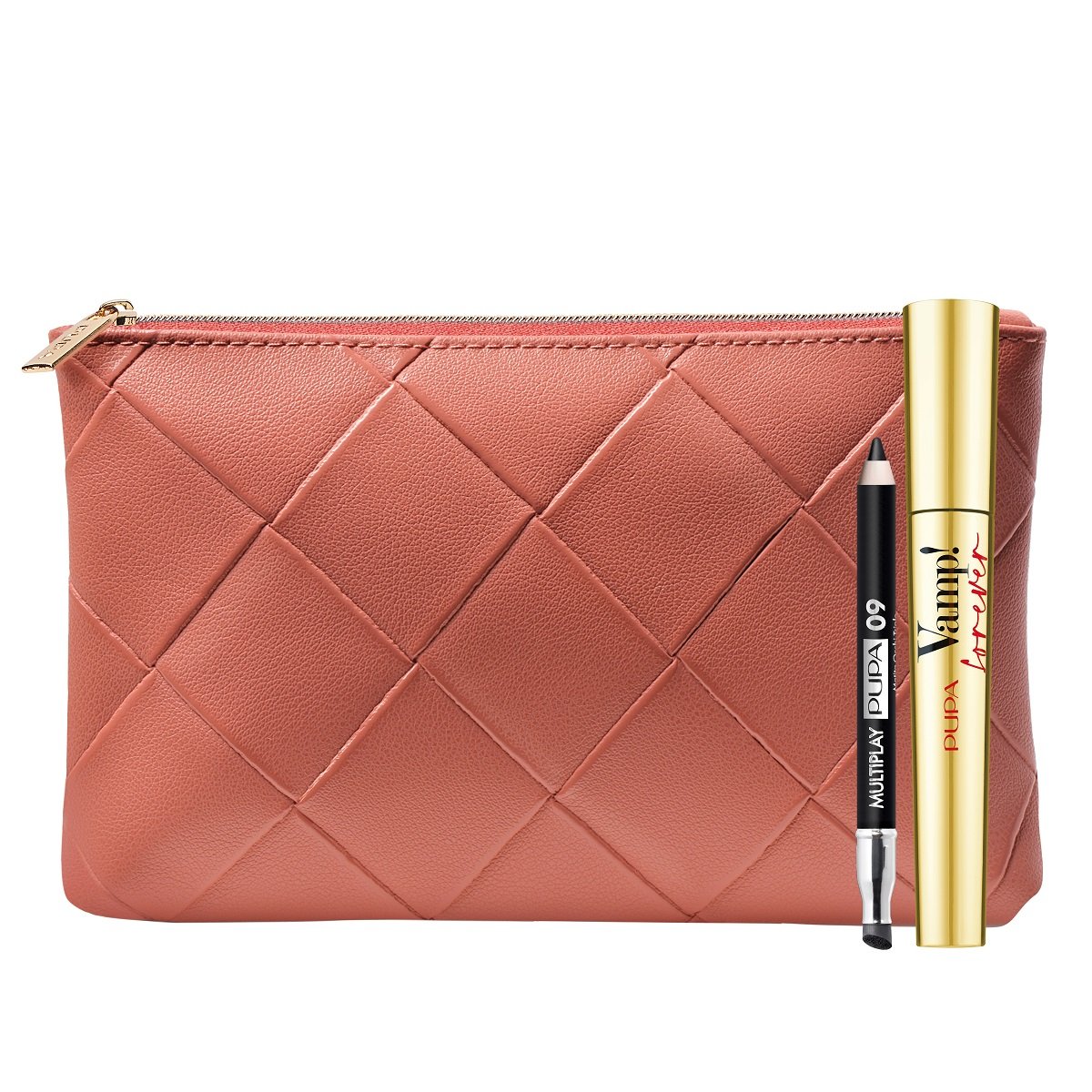 Pupa Vamp! zestaw: kosmetyczka + mascara Vamp! Forever 9ml + kredka Multiplay 08g