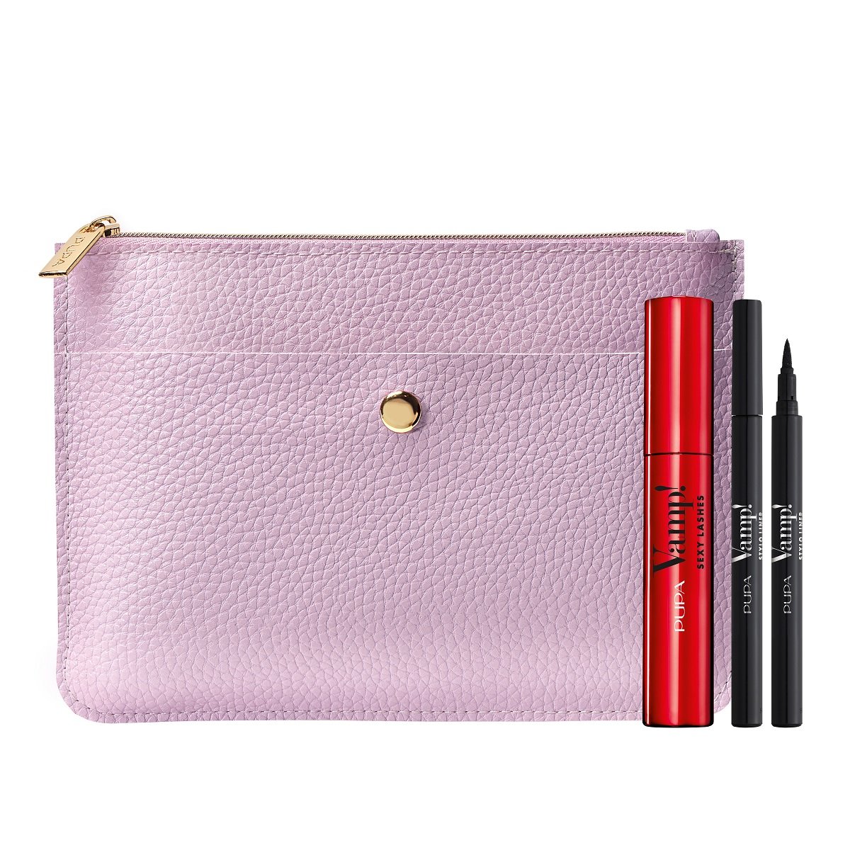 Pupa Vamp!, zestaw: portmonetka + mascara Sexy Lashes 12ml + eyliner Vamp! Stylo Liner 1,5ml