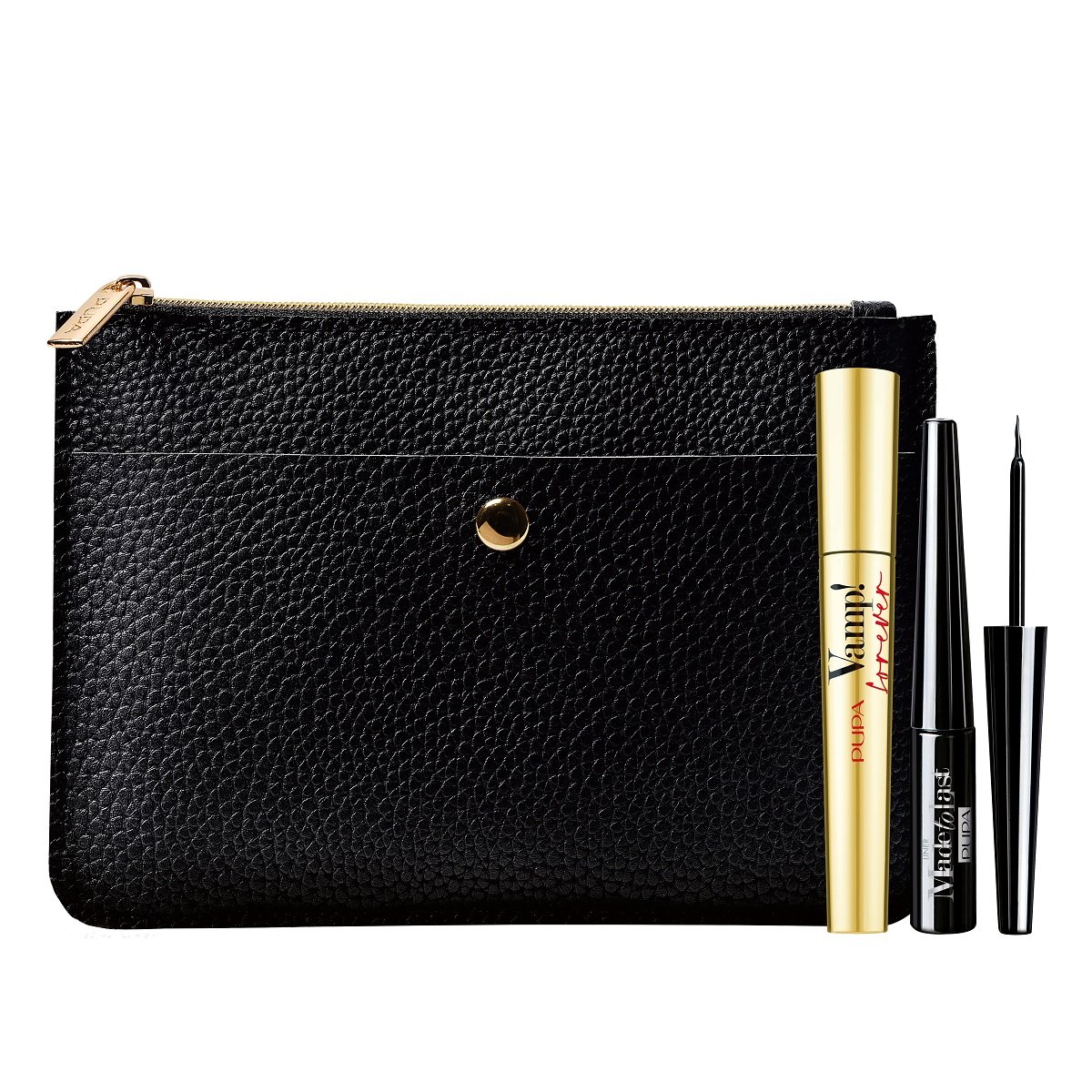 Pupa Vamp! zestaw: portmonetka + mascara Vamp! Forever 9ml + eyliner Made to Last Liner 32ml
