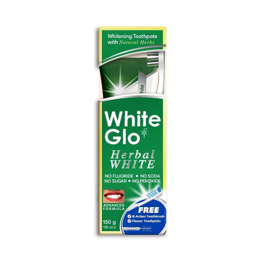 White Glo White Glo Herbal White Toothpaste wybielająca ziołowa pasta do zębów 100ml + szczoteczka do zębów primavera-9319871000660