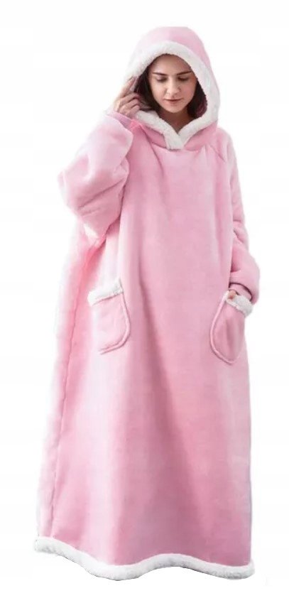 Ciepły Koc Z Rękawami Oversize Futrzak 2W1 Gruby Xxl [74Dr]