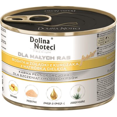 Dolina Noteci Premium Junior Małe Rasy Żołądki Kurczaka I Wątróbka Cielęca 185G
