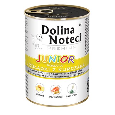 Dolina Noteci Premium Junior małe rasy żołądki kurczaka i wątróbka cielęca 400 g