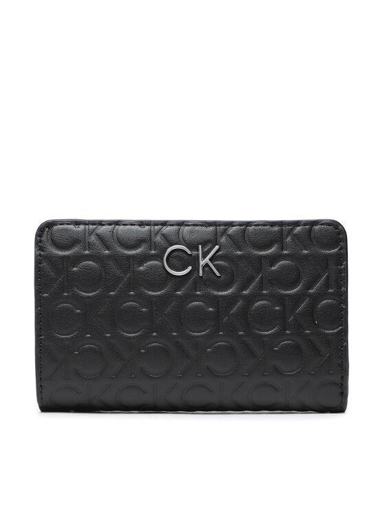 Calvin Klein Duży Portfel Damski Re Lock Bifold Wallet Emb Mono K60K610240 Czarny