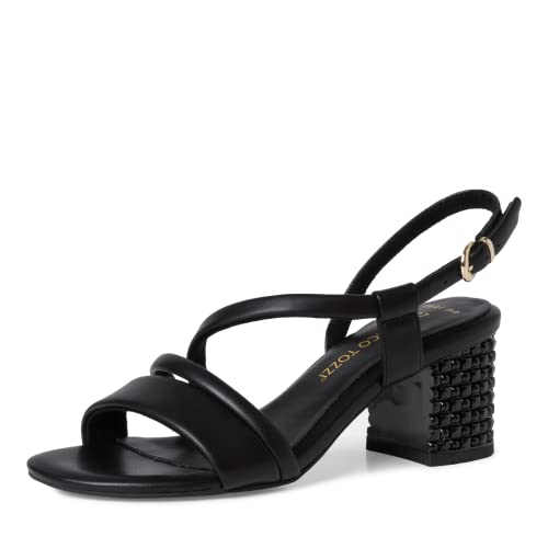 Marco Tozzi Sandały damskie 2-28304-38 z obcasem, Black Nappa, 36 EU