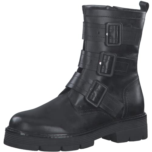 Marco Tozzi Damskie 2-25819-29 skórzane buty na obcasie, botki Black Nappa, 40 EU