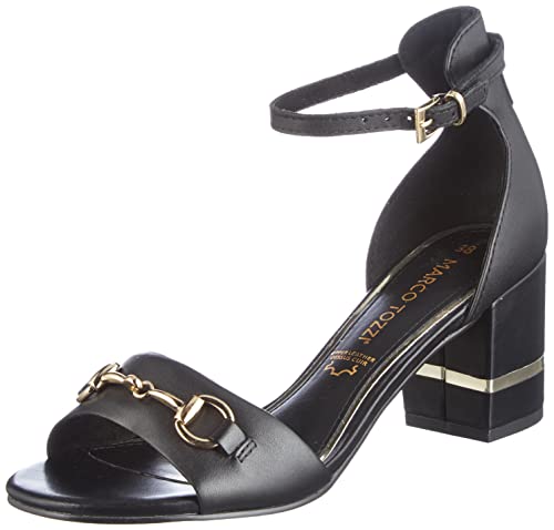 MARCO TOZZI Sandały damskie 2-28306-28 z obcasem, czarny - Czarny/z?oty - 41 EU