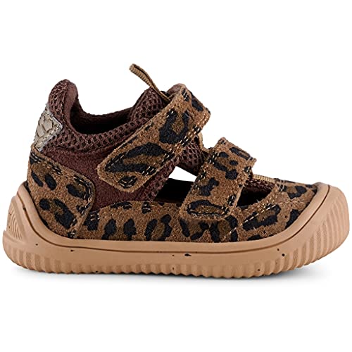 WODEN KIDS Sandały chłopięce, uniseks, dziecięce Tristan Print Flat Sandal, Leopard, 20 EU