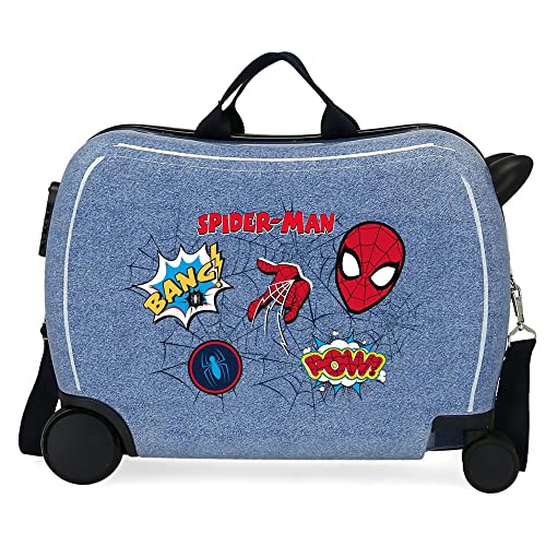 Marvel Spiderman Denim walizka dziecięca, niebieska, 50 x 38 x 20 cm, twardy plastik, boczne zamknięcie łączone, 34 l, 1,8 kg, 4 koła, bagaż podręczny