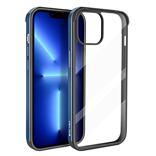 ASOBEAGE Etui na telefon komórkowy & Cover metalowa rama odporne na uderzenia, smukłe, odporne na zarysowania, nie żółknie, przezroczyste do iPhone 13 (ciemnoniebieskie)