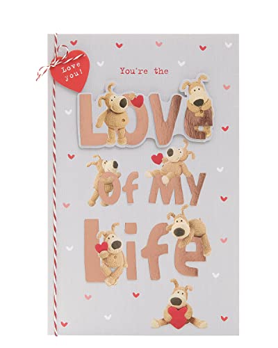 Boofle One I Love kartka walentynkowa z kopertą - uroczy wzór z boofles i dużym napisem
