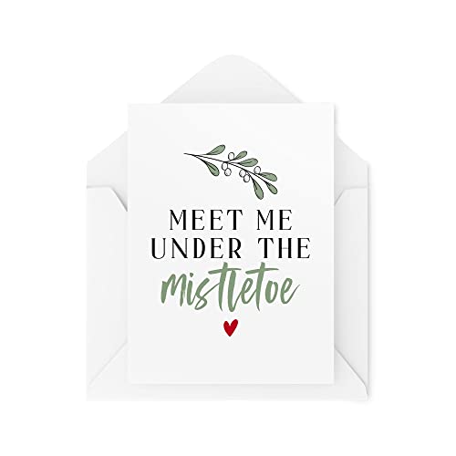 Śmieszne nowości kartki świąteczne | Meet Me Under The Mistletoe | Bezczelny prezent świąteczny świętowanie Bożego Narodzenia | żart przekomarzania się śmieszne | CBH1399