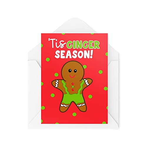 Śmieszne nowości kartki świąteczne | Tis Ginger Season | Piernikowy ludzik Boże Narodzenie prezent Boże Narodzenie | żart przekomarzania się śmieszne | CBH1390