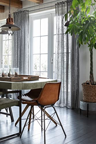 Elbersdrucke Farina 07 zasłona z ukrytymi szlufkami, szaro-biała, półprzezroczysta, 255 x 140 cm, 201289, do salonu, sypialni, kuchni, przedpokoju, pokoju dziecięcego