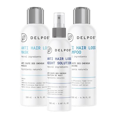 Farmacia Verde Delpos - Zestaw 3 dermokosmetyków na wypadanie włosów. Szampon, płyn do skóry głowy, maska.