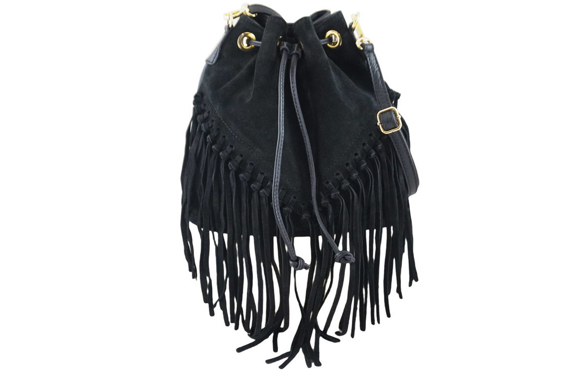 Torebka skórzana boho style - Czarna