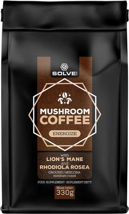 Kawa mielona arabika z ekstraktem z owocników soplówki jeżowatej i korzenia różeńca górskiego - Lion''s Mane + Rhodiola Rosea - Solve Labs (Mushroom Co