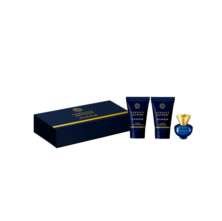 Versace Pour Femme Dylan Blue Zestaw Miniatura Woda Perfumowana 15 ml + Żel 25 ml + Balsam 25 ml
