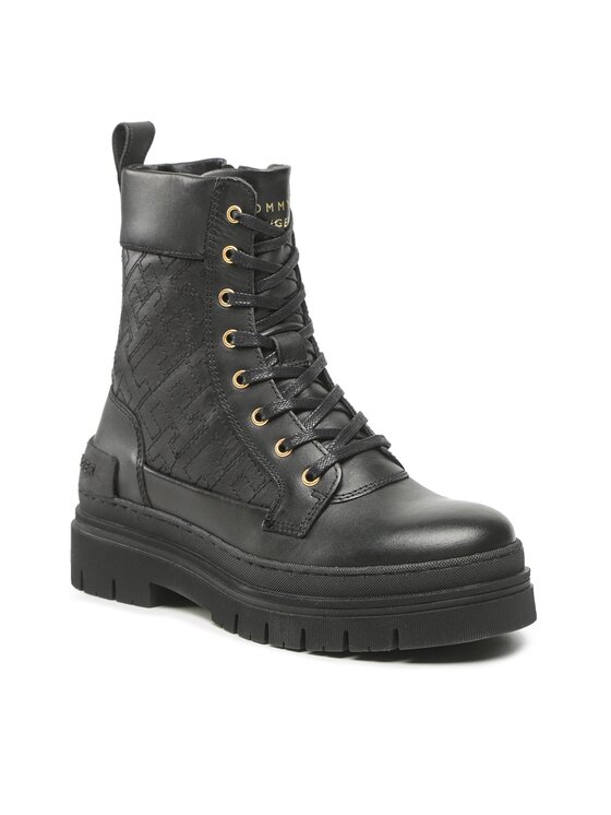 Tommy Hilfiger Trapery Lace Up Zip Boot Monogram FW0FW06849 Czarny