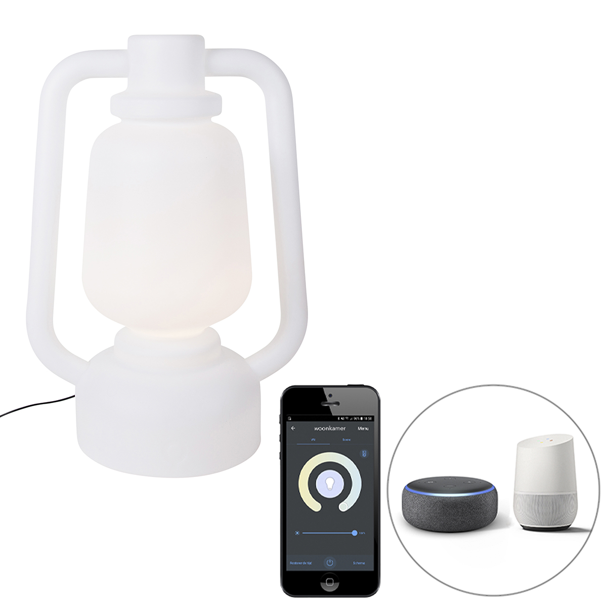 QAZQA Inteligentna lampa podłogowa biała 110 cm z Wifi G95 - Storm Extra Large