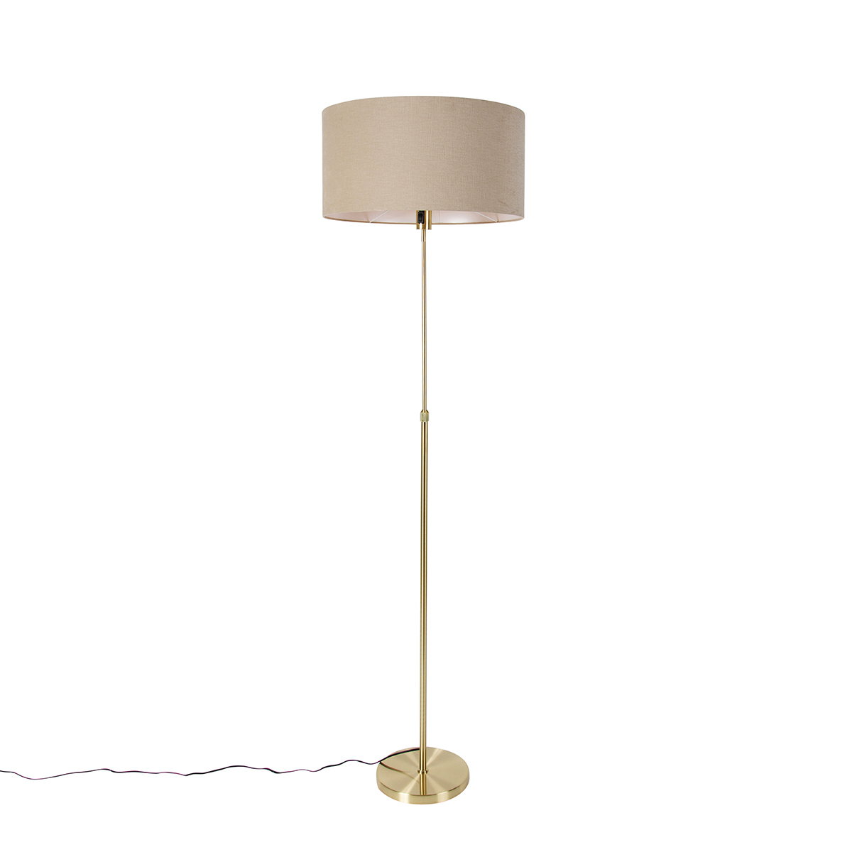 QAZQA Lampa podłogowa regulowana złota z kloszem jasnobrązowym 50 cm - Parte