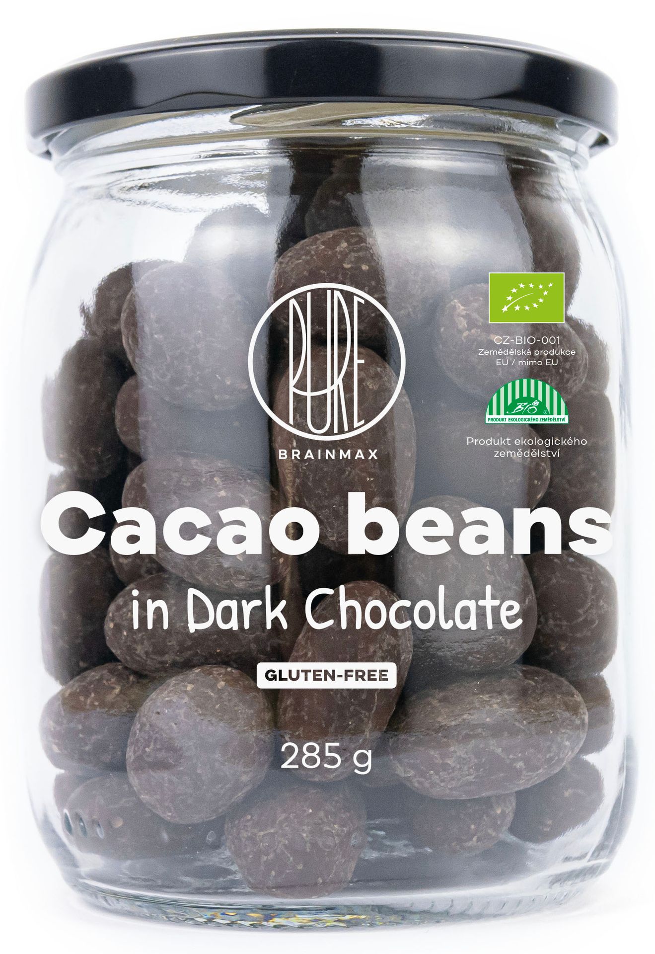 BrainMax Pure Cacao Beans in Dark Chocolate, BIO ziarna kakaowe w ciemnej czekoladzie, 285 g